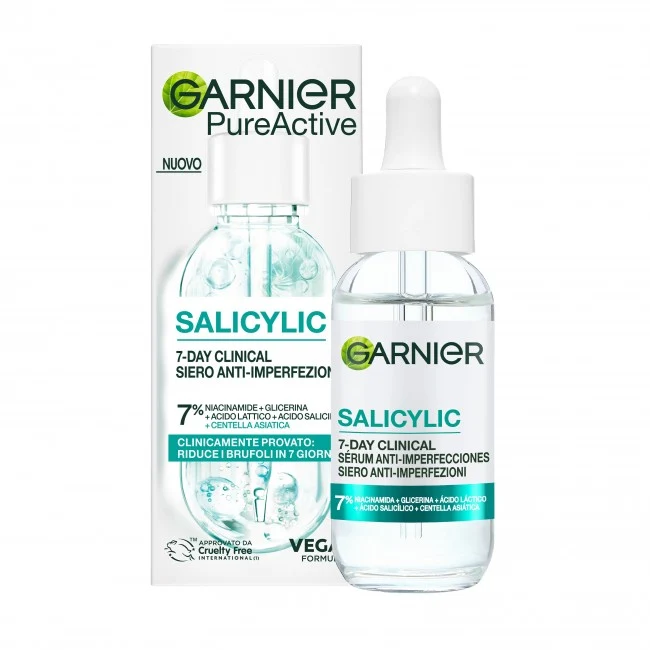 Garnier Pure Active Salicylic 7-day Clinical Siero Anti-Imperfezioni e Anti-Brufoli, 30ml