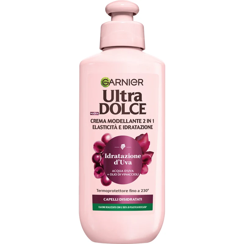 Garnier Ultra Dolce, Idratazione d'Uva, Crema Modellante 2 in 1 Elasticit… e Idratazione, 200ml