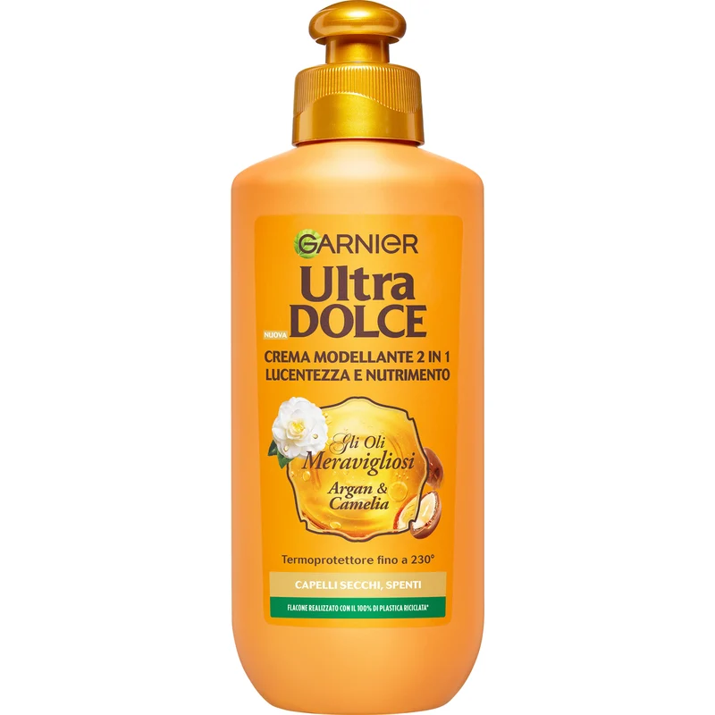 Garnier Ultra Dolce, Gli Oli Meravigliosi, Crema Modellante 2 in 1 Lucentezza e Nutrimento, 200ml