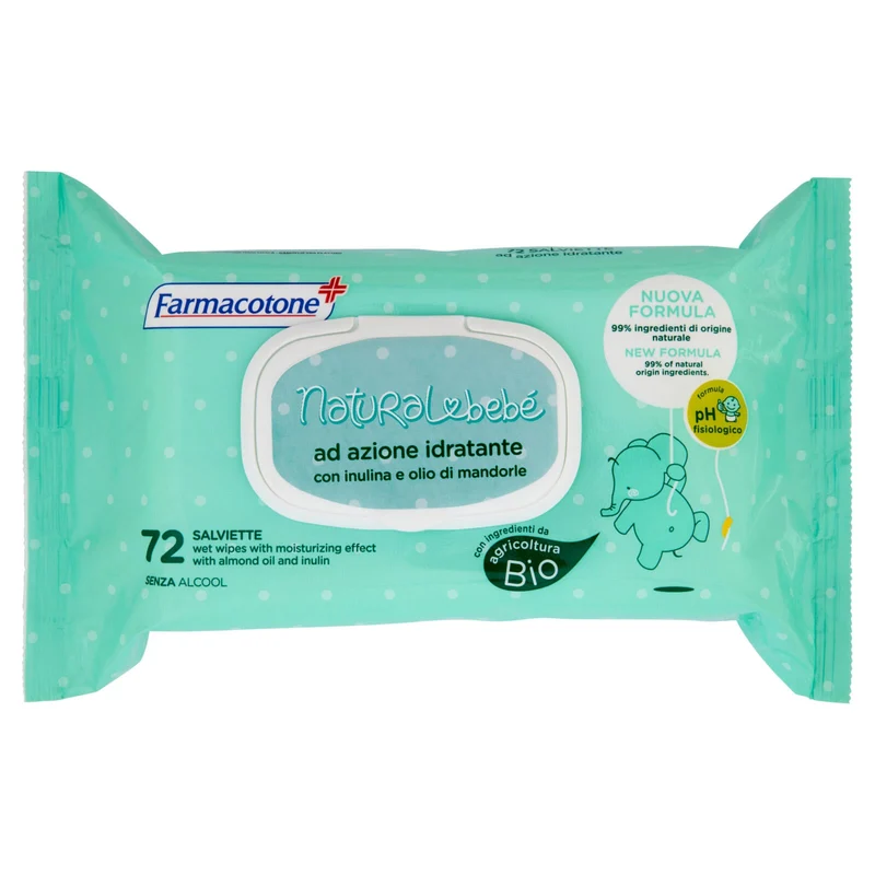 Farmacotone Natural bebé ad azione idratante con inulina e olio di mandorle Salviette 72 pz