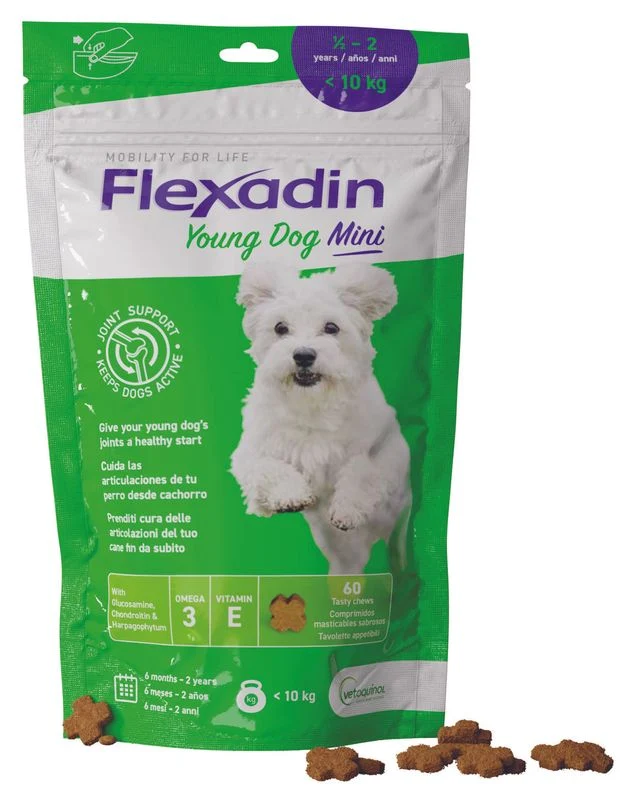 Flexadin Young Mangime Complementare Articolazioni Cani Giovani Taglia Mini 60 Tavolette