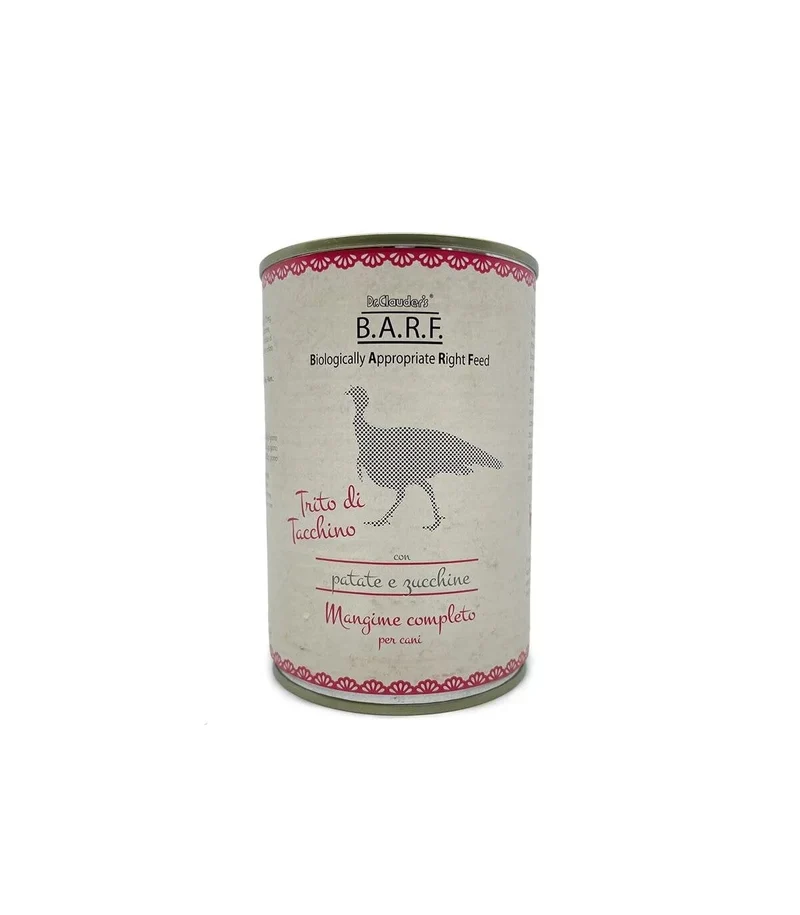 Barf Menu Completo Cane Trito Di Tacchino Con Patate E Zucchine 400g