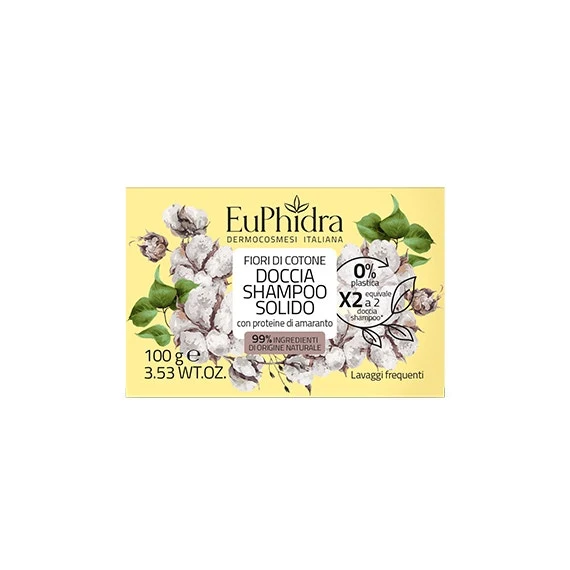 Euphidra Doccia Shampoo Solido Fiori Di Cotone 100g