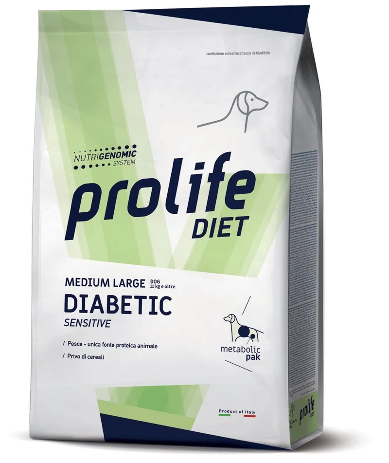 Prolife Dog Diet Diabetic Sensitive Cibo Secco Per Cani Taglia Media/Grande Sacco 2kg