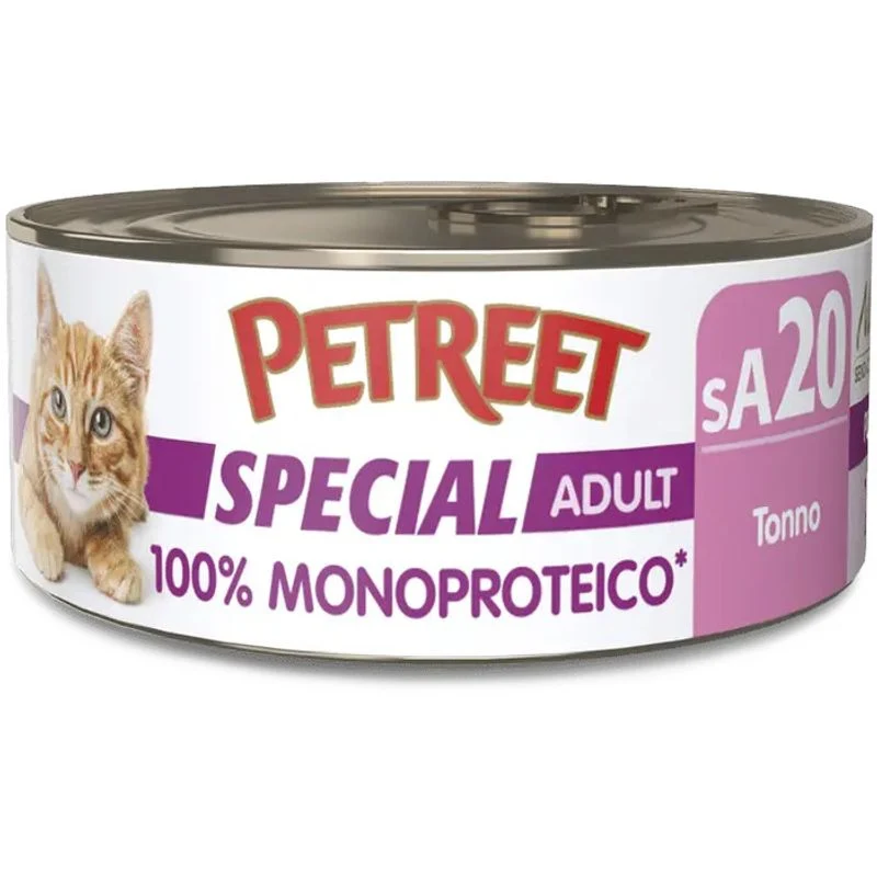 Petreet Monoproteico Tonno Cibo Umido Gatto Adulto Barattolo 60g