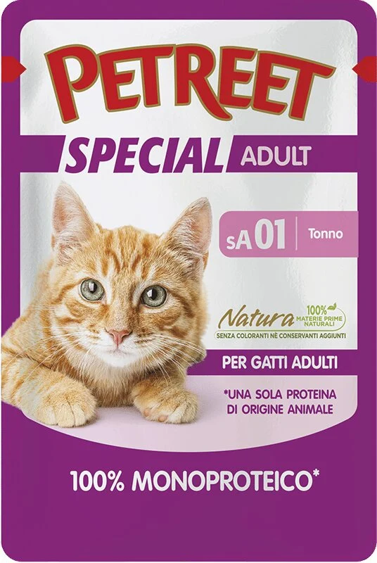 Petreet Monoproteico Tonno Cibo Umido Gatto Adulto Bustina 70g