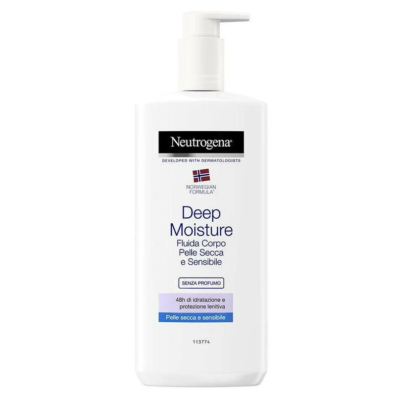 Neutrogena Deep Moisture Fluida Non Profumata Crema Corpo per Pelle Secca e Sensibile 400ml