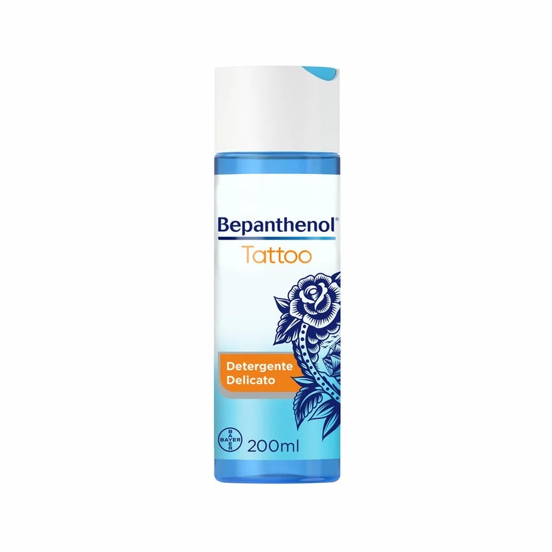 Bepanthenol Tattoo Detergente Delicato per Tatuaggi con Pantenolo Gel Senza Sapone 200ml