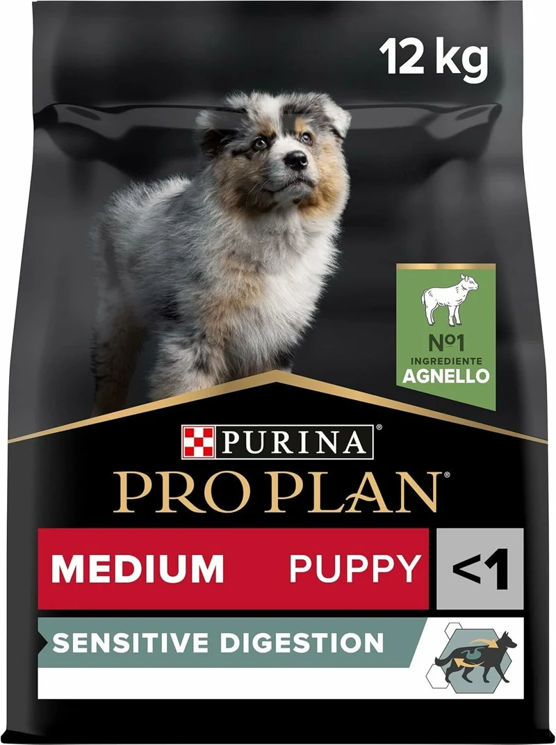 Purina Pro Plan Sensitive Digestion Medium Puppy Con Agnello Crocchette Per Cani Sacco da 12kg