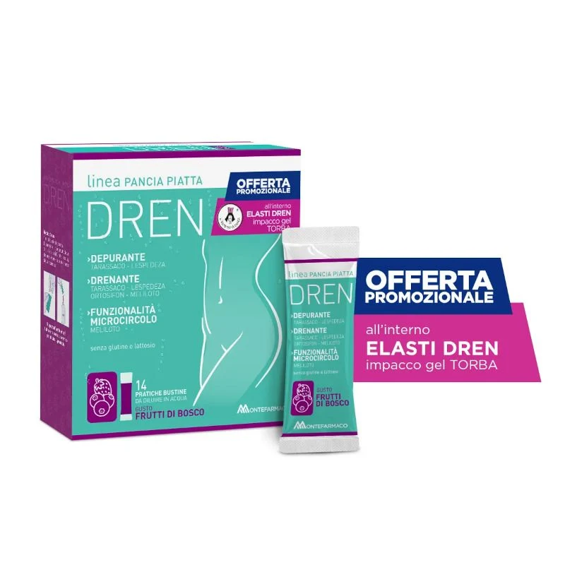 Pancia Piatta Dren frutti di bosco 14 stick pack + Impacco Gel Torba