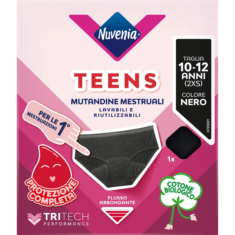 Nuvenia Mutandina Mestruale Teens XXS Nero