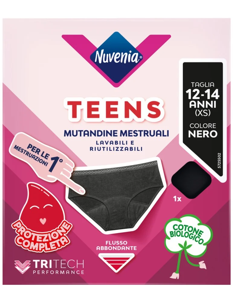 Nuvenia Mutandina Mestruale Teen Xs Nero