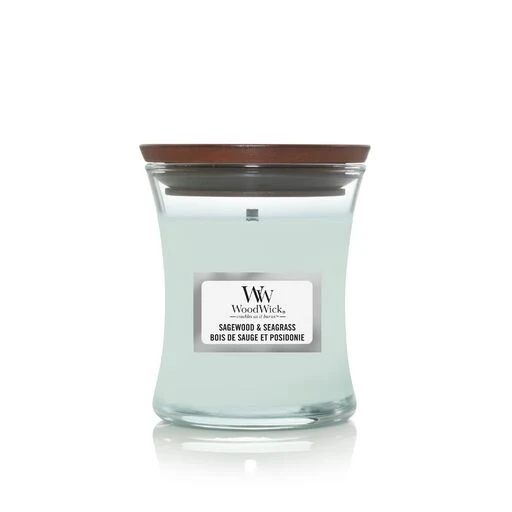 Woodwick - Candela piccola Sagewood & Seagrass