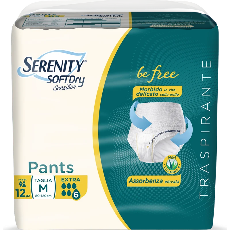 Serenity Soft Dry Sensitive Pants Extra Taglia M 12 Pezzi