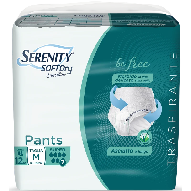 Serenity Soft Dry Sensitive Pants Super Taglia M 12 Pezzi