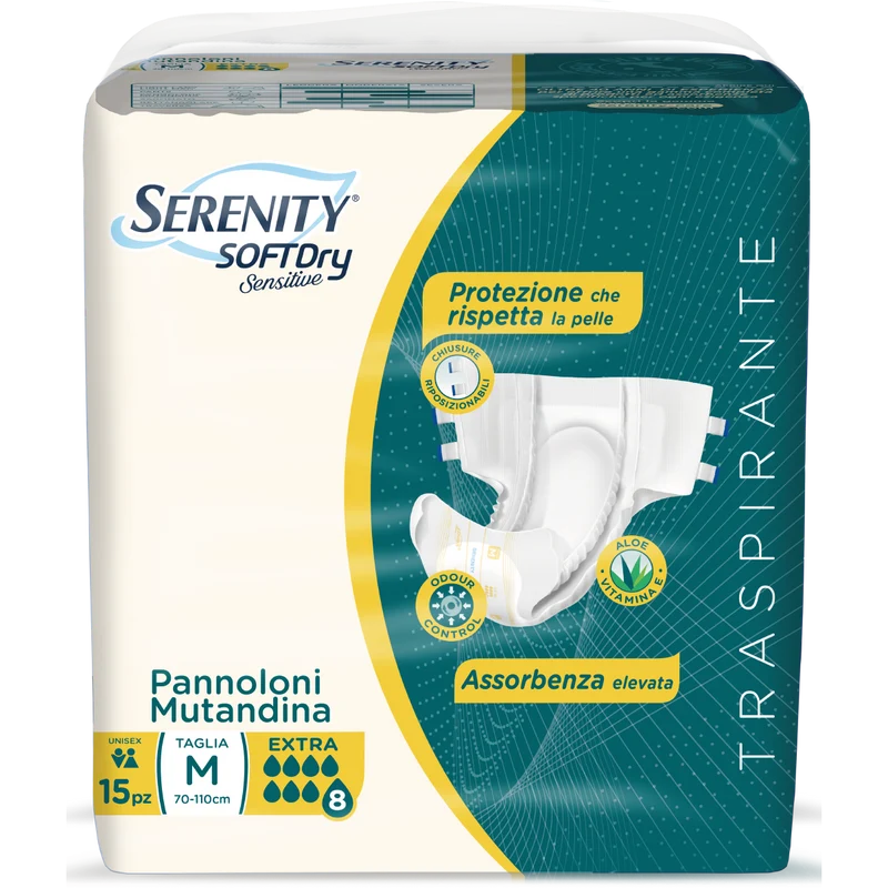 Serenity Soft Dry Sensitive Pannolone Mutandina Extra Taglia M 15 Pezzi