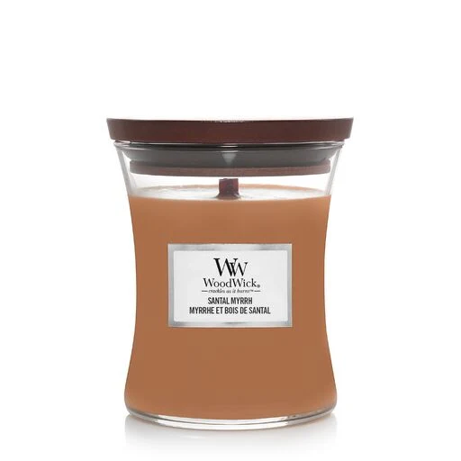 Woodwick - Candela media Santal Myrrh