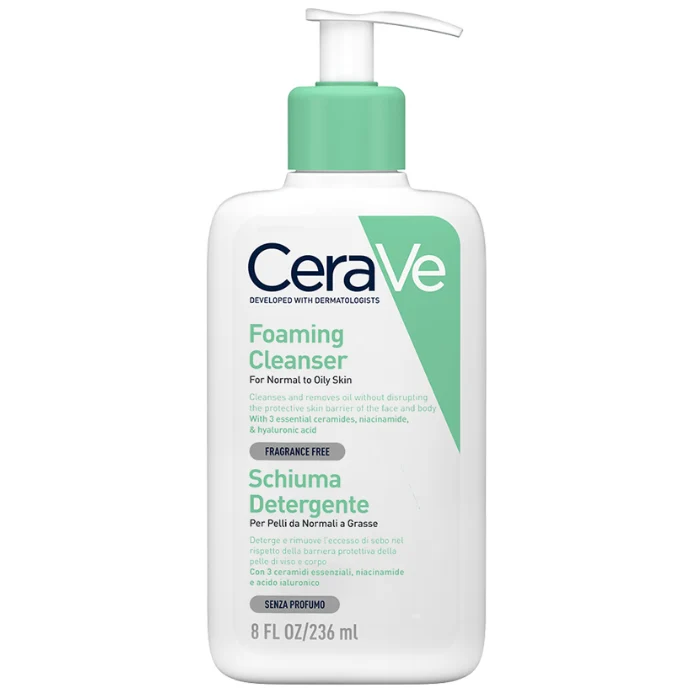 Cerave Schiuma Detergente Viso Pelle da Normale a Grassa 236ml