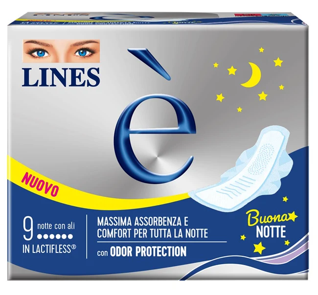 Lines E' 9 Assorbenti Notte Con Ali Massima Assorbenza
