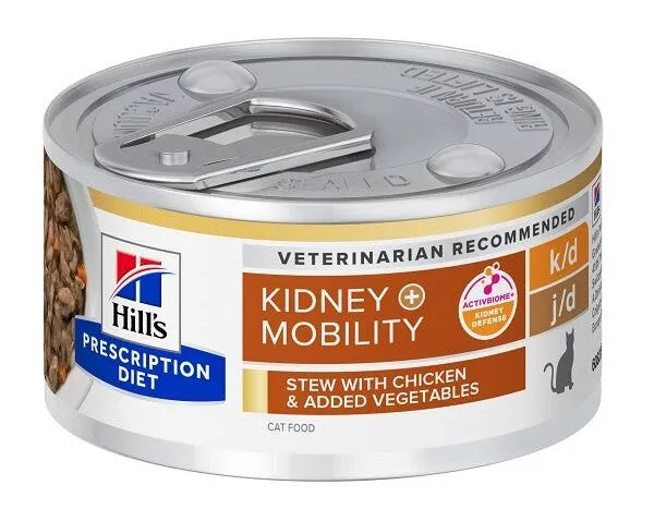 Hill's Prescription Diet Feline K/D Kidney Care + Mobility Cibo Umido Stufato Pollo E Verdure Per Gatti Adulti 82g
