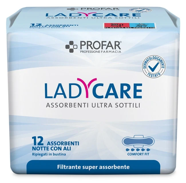 Ladycare Assorbenti Notte con Ali 12 Pezzi Profar