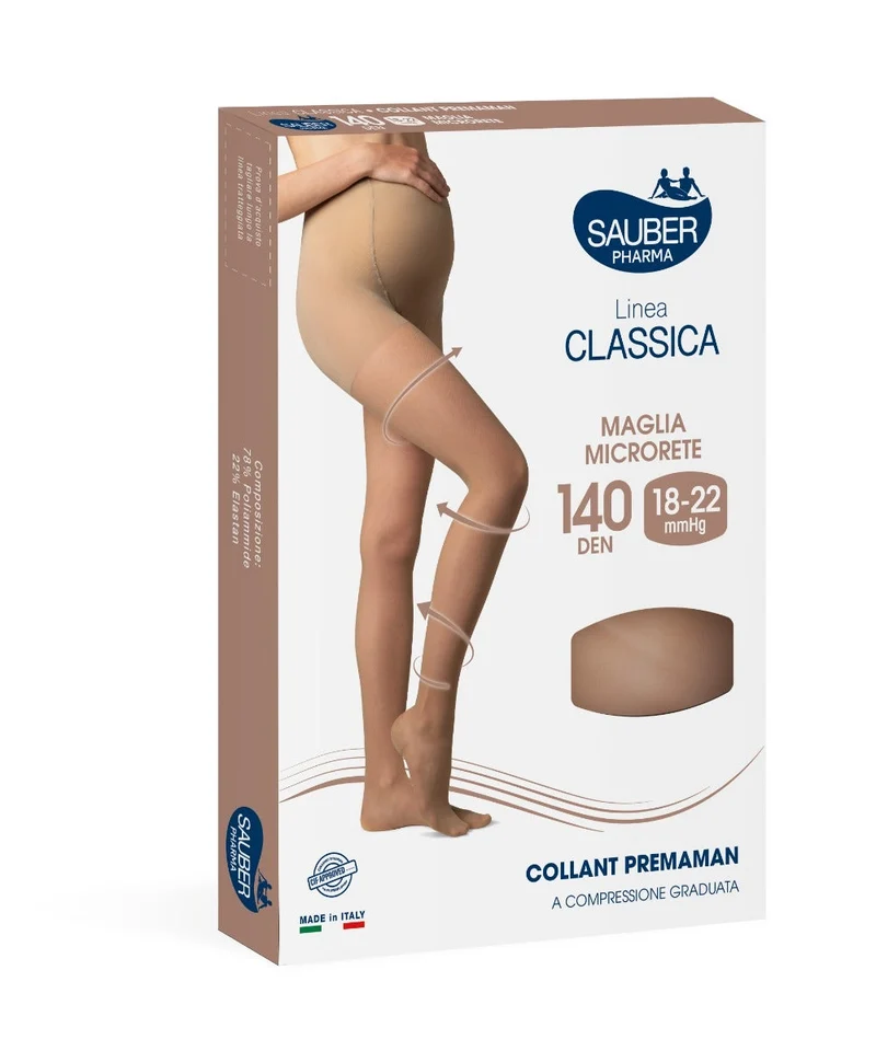 Sauber Linea Classica 140 Den Collant Premaman Maglia Microrete