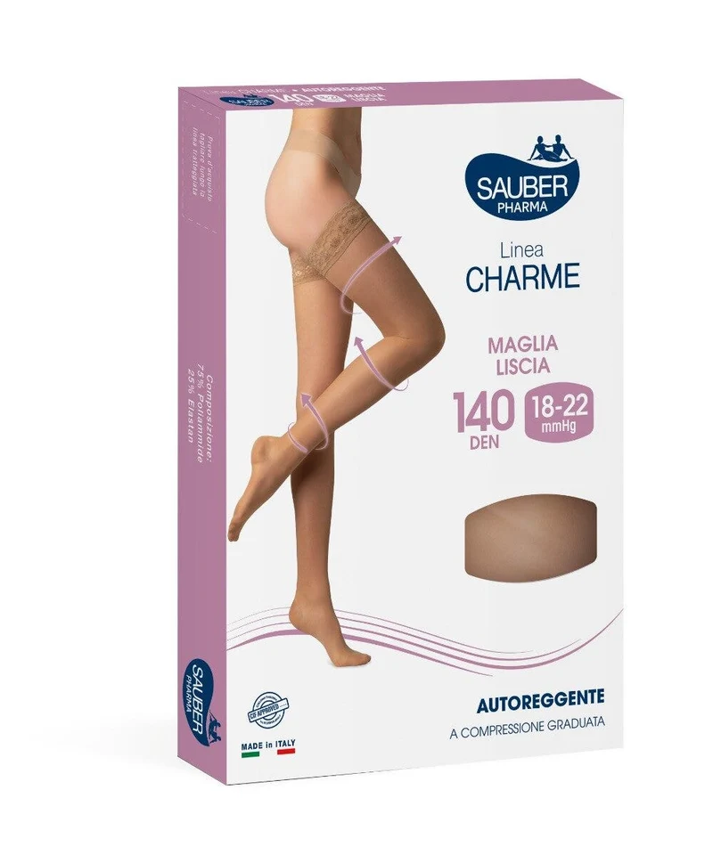 Sauber Linea Charme 140 Den Autoreggente Maglia Liscia Color Camel