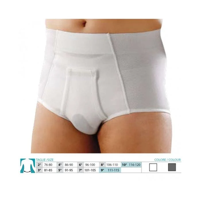 Orione 316 Cintoslip Erniario Uomo Alto Aperto con Pelotte Grigio Misura 5