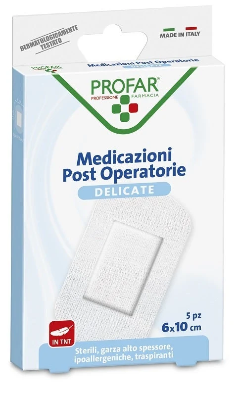 Medicazione Post Operatoria Sterile Garza Antiaderente 6x10 cm 5 Pezzi Profar