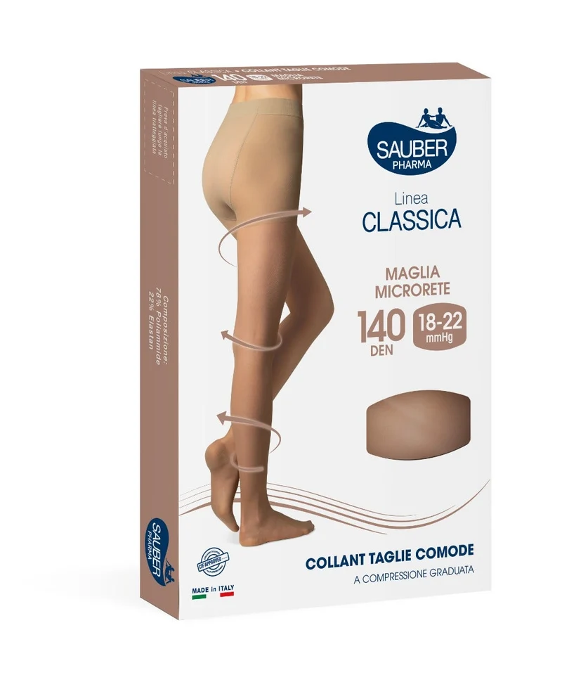 Sauber Linea Classica 140 Den Collant Taglie Comode Maglia Microrete