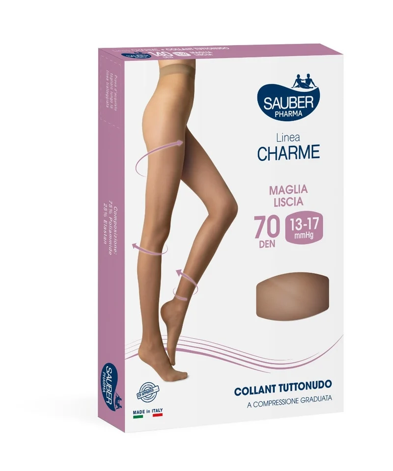 Sauber Linea Charme Tuttonudo 70 Den Collant Maglia Liscia Colore Medio