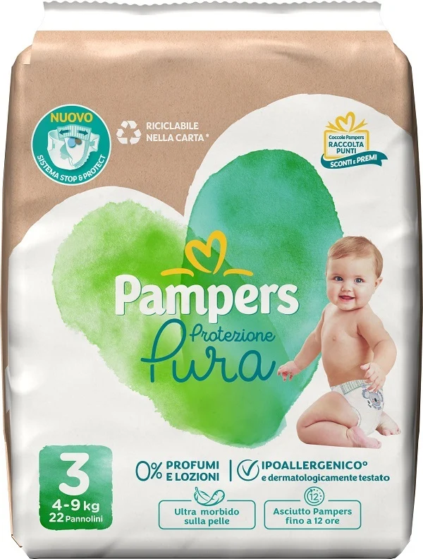 Pampers Taglia 3 Protezione Pura 22 Pannolini