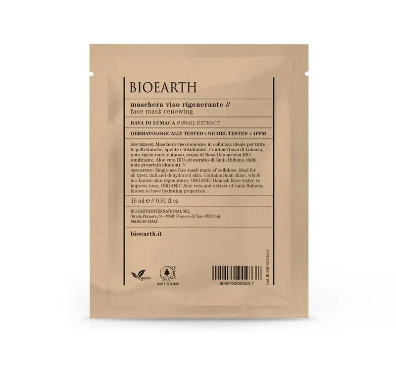 Bioearth Maschera Viso Rigenerante Monouso 15ml