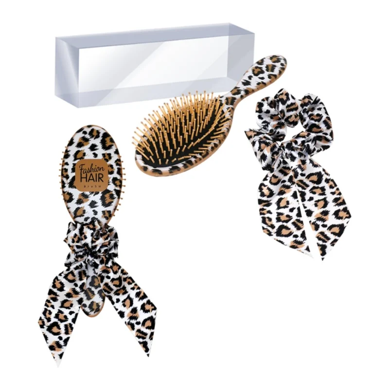 Set Spazzola con Scrunchie Leopard