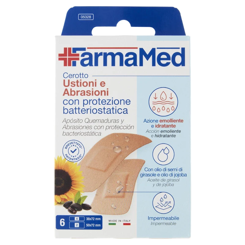 FarmaMed Cerotto Ustioni e Abrasioni con protezione batteriostatica 6 pz