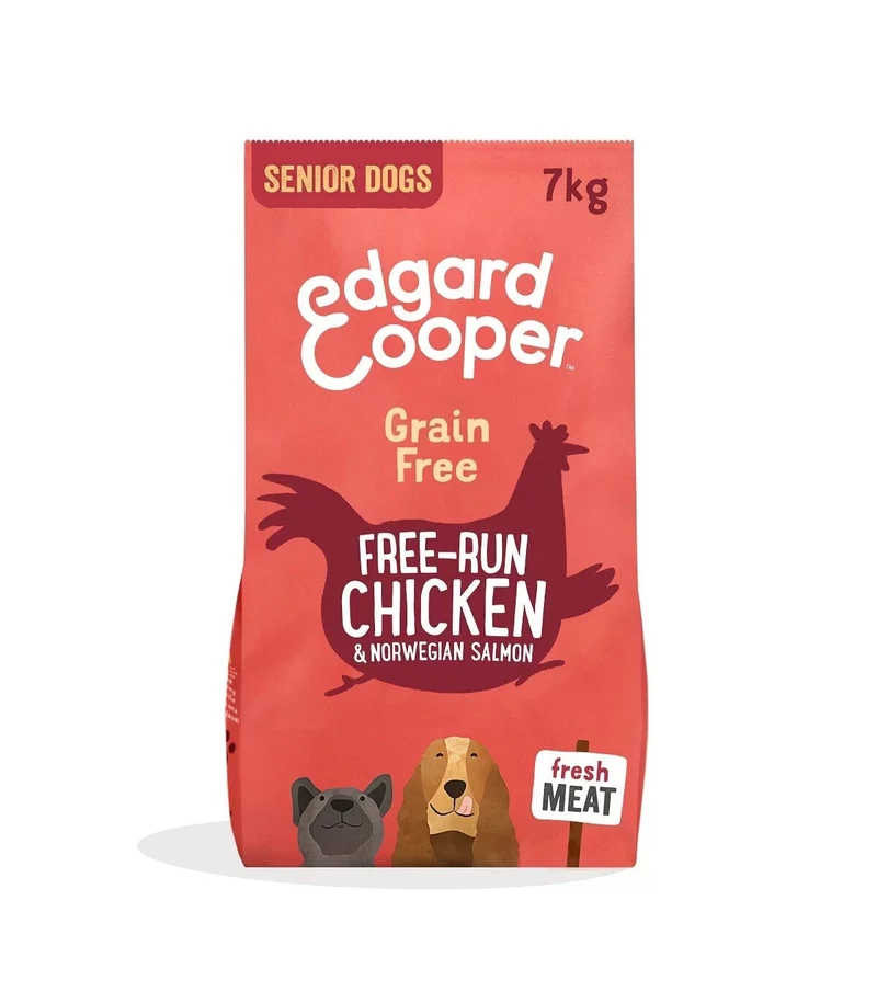 Edgard & Cooper Senior Pollo Allevato A Terra E Salmone Norvegese Senza Cereali Crocchette per Cani 7 Kg