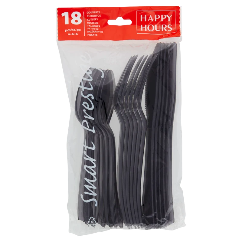 Set posate black (6+6+6)