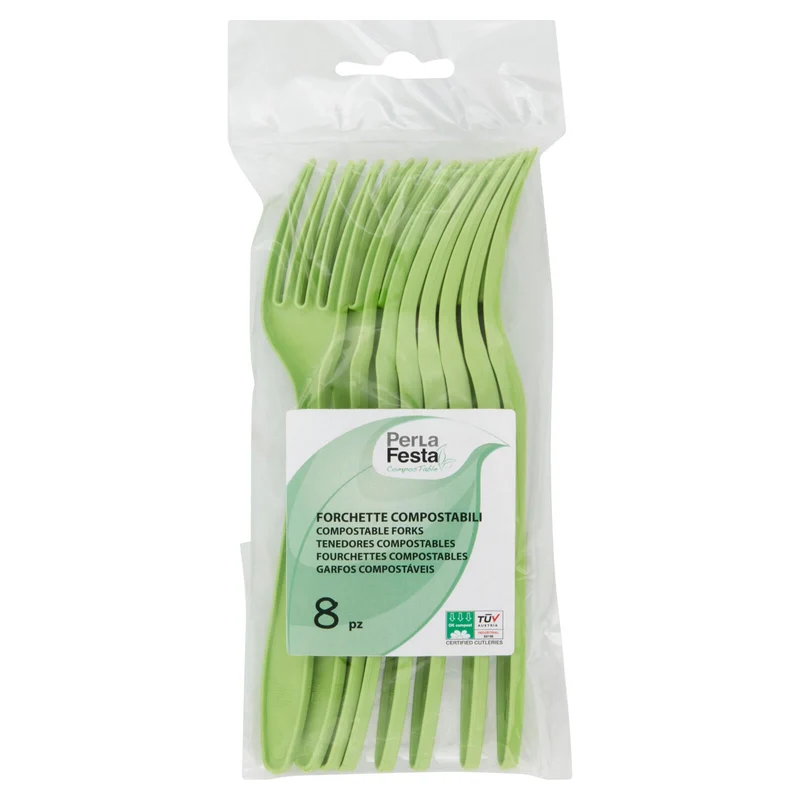 PerLa Festa ComposTable Forchette Compostabili verdi 8 pz