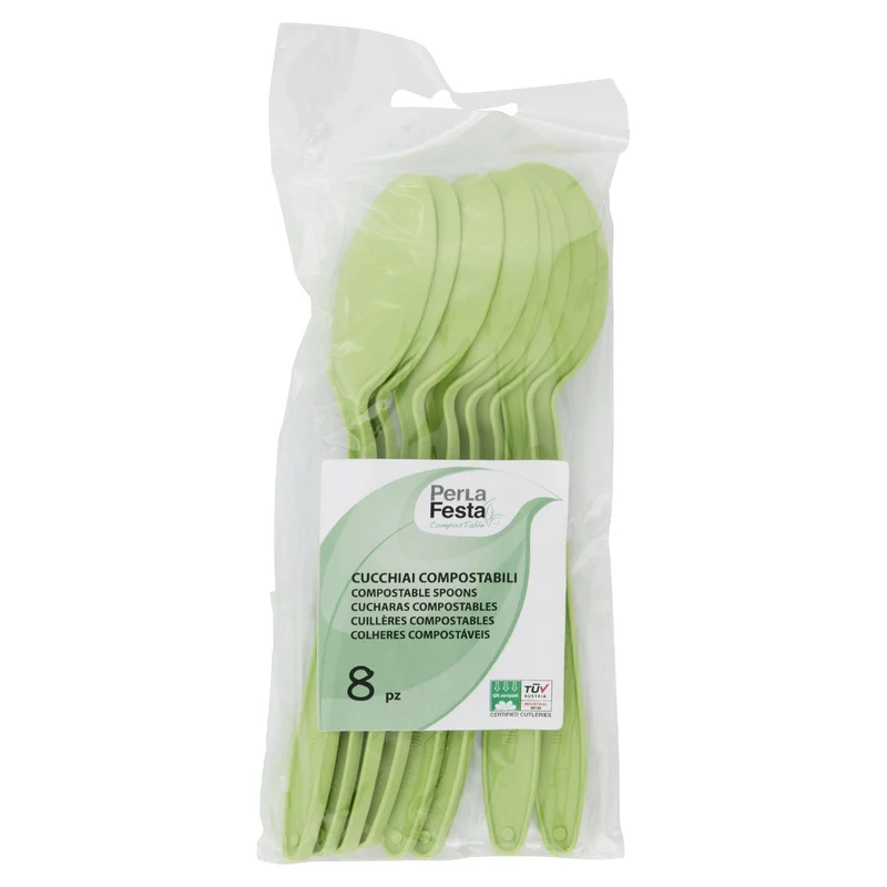 PerLa Festa ComposTable Cucchiai Compostabili verdi 8 pz