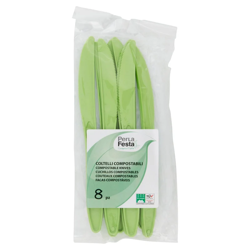 PerLa Festa ComposTable Coltelli Compostabili verdi 8 pz