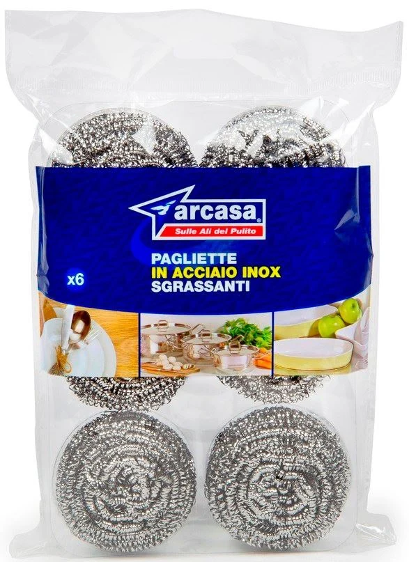 Arcasa - Spugnette Acciaio Inox - 6 Pezzi