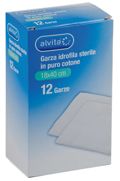 GARZA IDROFILA IN PURO COTONE ALVITA 18X40CM 12 PEZZI