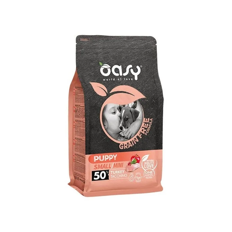 Oasy Grain Free Puppy Small & Mini Con Tacchino Per Cani Cuccioli 2.5kg