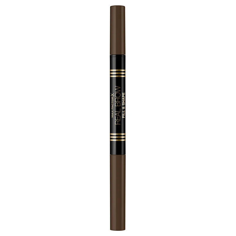 Max Factor Real Brow Fill & Shape Matita Sopracciglia, Doppio Applicatore Matita e Ombretto, 03 Medium Brown