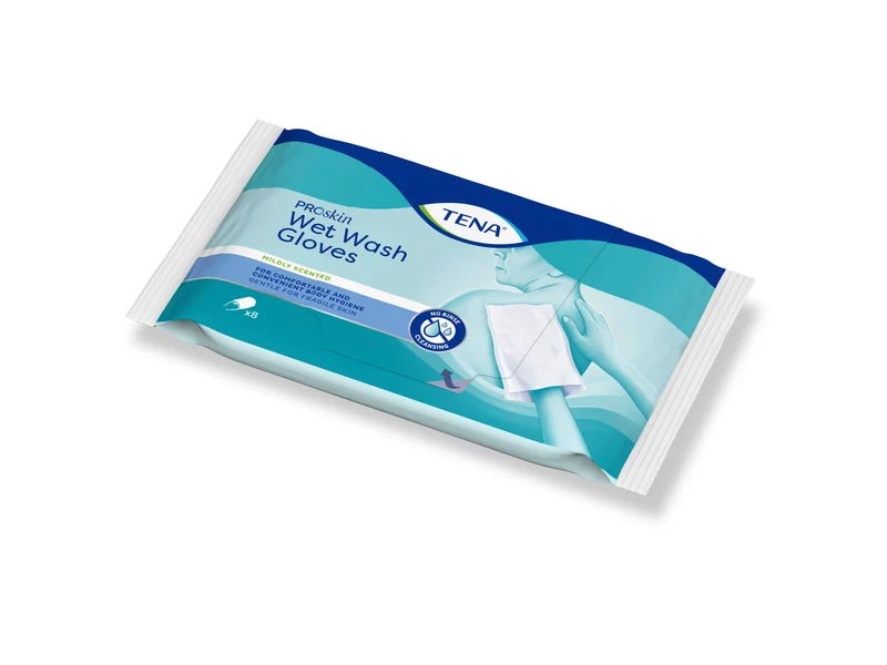 Tena Wet Wash Glove 8 Guanti Monouso