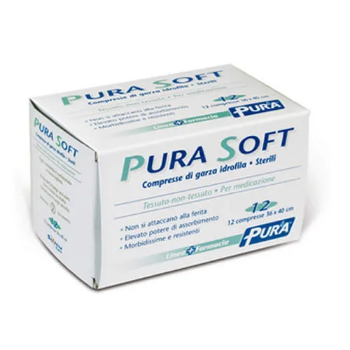 GARZA IN TESSUTO NON TESSUTO PURA SOFT 36X40CM 12 PEZZI