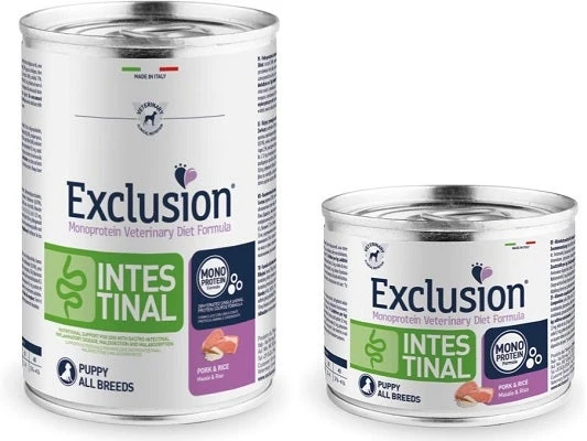 Dorado Exclusion Diet Intestinal Puppy All Breeds Con Maiale E Riso Cibo Umido Per Cani 200g