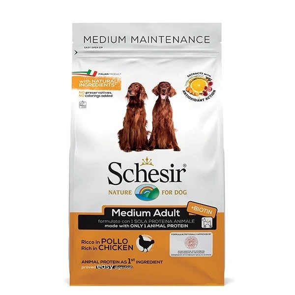 Schesir Ricco In Pollo Cibo Secco Cani Adulti Taglia Media Sacco 3 Kg