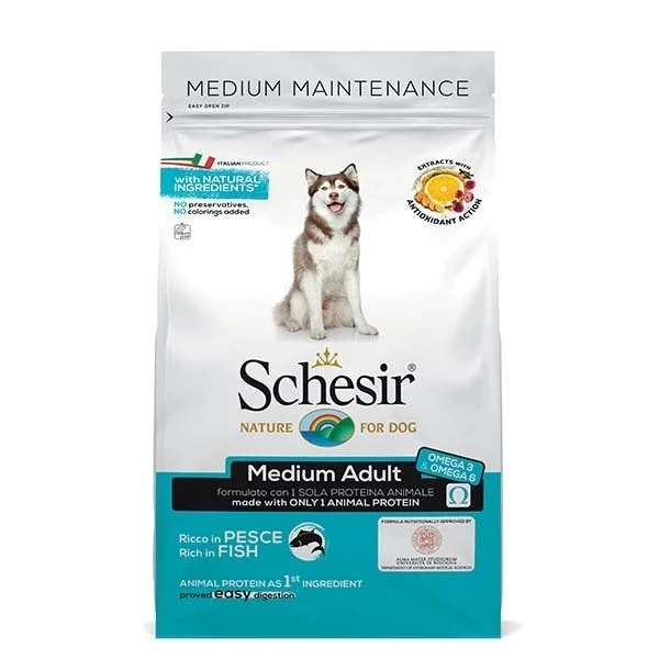 Schesir Ricco In Pesce Cibo Secco Cani Adulti Taglia Media Sacco 3 Kg