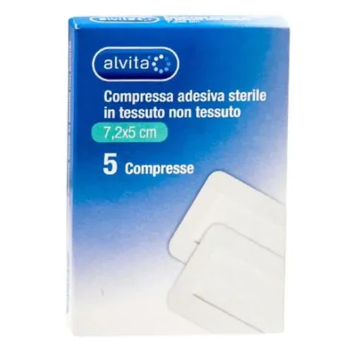 GARZA COMPRESSA ADESIVA ALVITA TNT 7,2X5CM 5 PEZZI